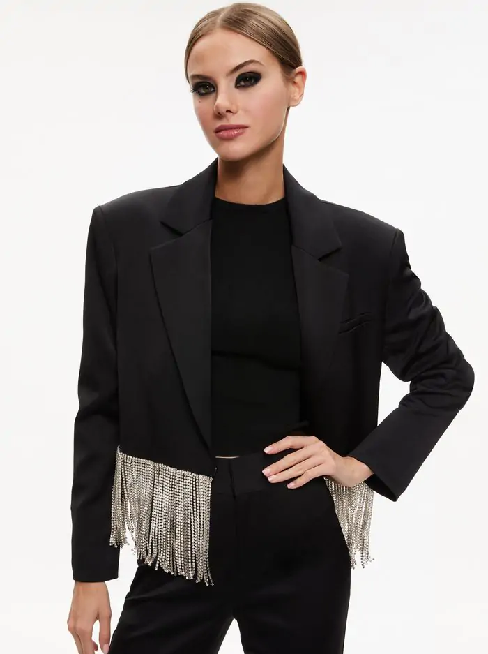 SHAN CRYSTAL FRINGE BLAZER